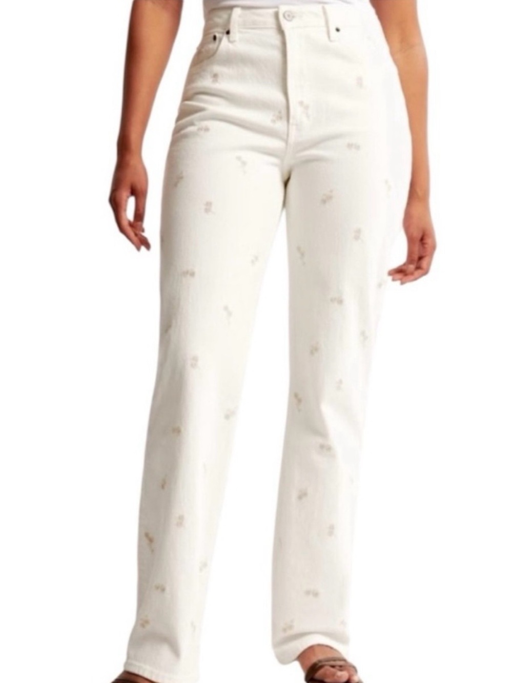 Seven 7 White Floral Embroidered Jeans